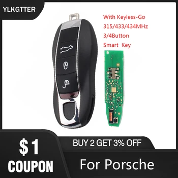 

YLKGTTER 315/433Mhz 3/4Button Smart Remote Key for Porsche Panamera Macan Cayman 911 918 Spyder Optional with Keyless-Go Car Key