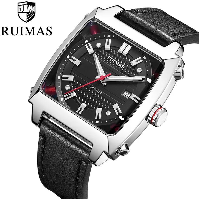 

RUIMAS Automatic Mechanical Watches Men Wrist Retro Business Watches Men Waterproof Leather Watch Clock Montre Homme Wristwatch