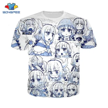 

SONSPEE Summer Men Funny shirts Unisex Casual Short sleeve Streetwear Hip hop Tops Anime girl Kanna Kamui 3D print t-shirt t09