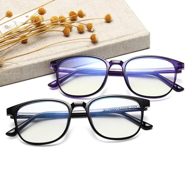RMM-Montura de gafas Retro para hombre y mujer, anteojos de moda para ordenador, Montura de plástico Anti-luz azul transparente, rosa claro 6