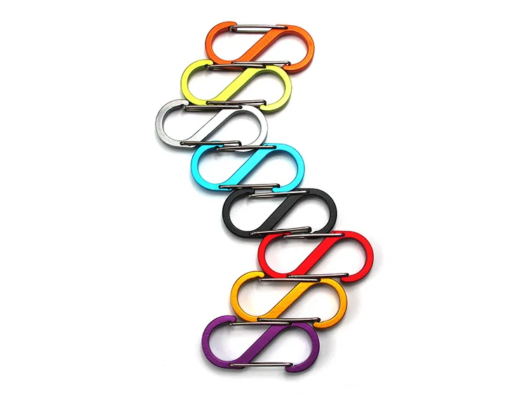 High Quality Rough S Type Carabiner 8 Word Buckle Small Aluminium Alloy QuickDraw Buckle EDC Two-Way Backpack Hook Clasp