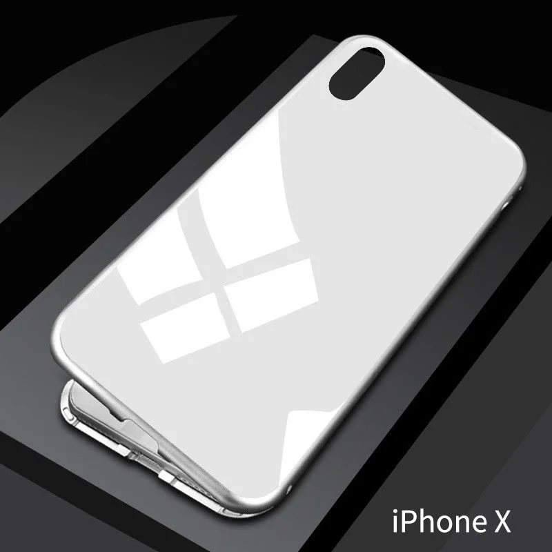 Чехол для телефона Apple iPhone X/8 Plus/8/7 Plus/7 Магнитная адсорбционная Металлическая задняя крышка из закаленного стекла PUO88
