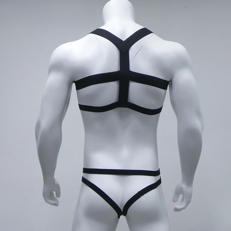 Cosplay&ware Hot Men Bondage Costume Lingerie Body Chest Harness Halter Neck Nightclub Hollow Out Clothing Thong Set Jockstrap Black White -Zentai shop online H3a2bb9c188aa46f89e4bbc0ba3b25513y.jpg