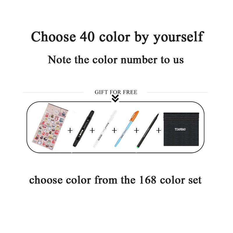 Choose 40 Colors Tianhao набор маркеров для живописи двойная голова художника эскиз на спиртовой основе маркеры для анимация дизайн Манга ручка поставки водные цветные ручки - Цвет: Choose 40 Colors