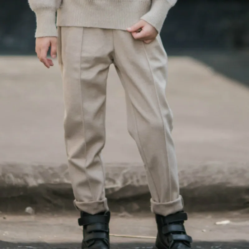 Apricot pants Штаны для отдыха для девочек осень-зима г., модные детские штаны Зимние Детские утепленные Штаны для маленьких девочек#8004 - Цвет: Apricot pants