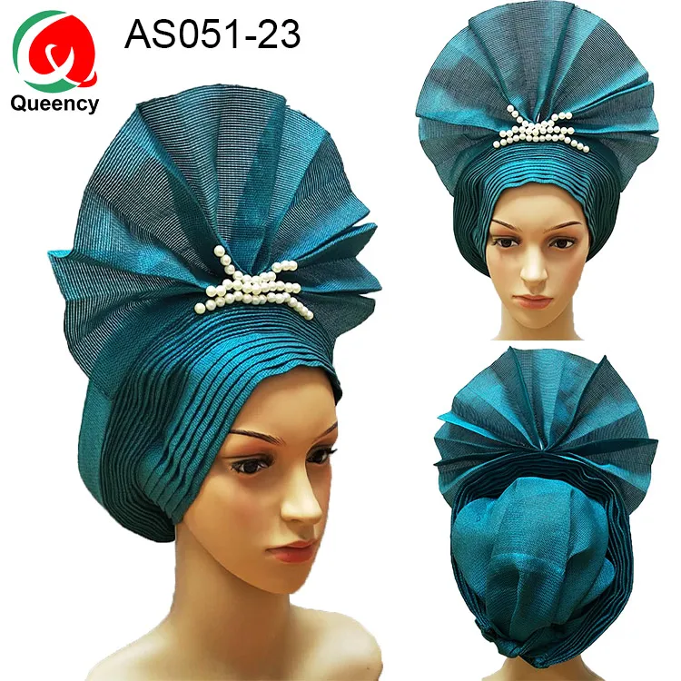 AS051-23 AS051 дизайн королевы и красивая Нигерия ASO OKE головной убор ручной работы авто геле с бисером для женщин для танцев вечерние и свадебные DHL - Цвет: AS051-23