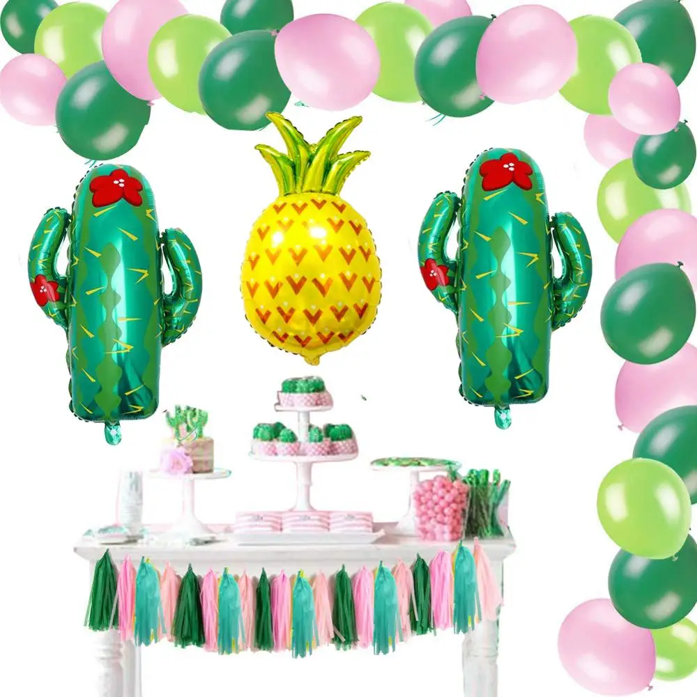 Balloon Garland Kit Pink Green Arch Cactus Pineapple Balloons with Tassel for Fiesta Party Mexican Decor | Дом и сад