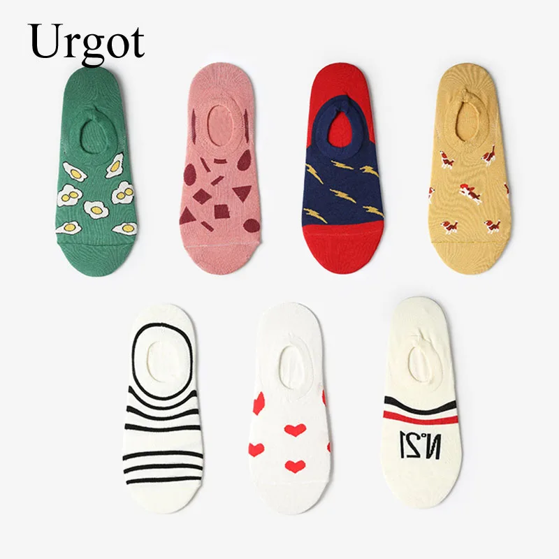 Urgot, 6 пар, мужские носки-башмачки, летние тонкие носки, Инс, индивидуальные, низкие, невидимые, мужские, Корейская версия, Мультяшные хлопковые носки