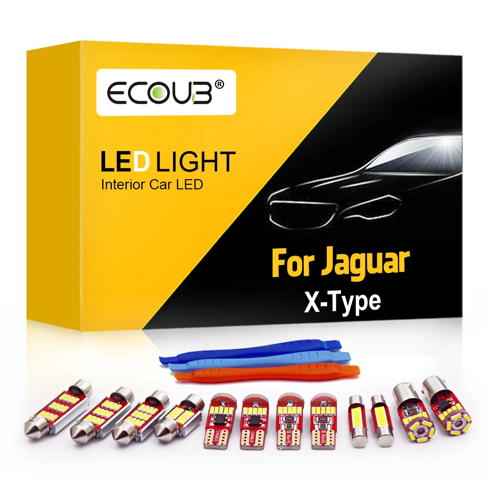 15Pc Led Interior Light Bulbs Kit For Jaguar X-Type (2001-2009) Map Dome Indoor Trunk Boot Light Canbus Car Led Lamp Kit Upgrade