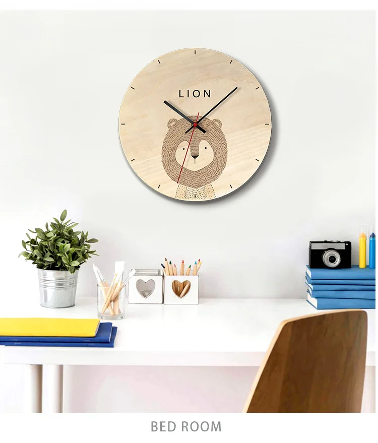 Креативные деревянные настенные часы для украшения дома, скандинавские настенные часы с животными, декор для гостиной, столовой, кабинета, Детский Рождественский подарок