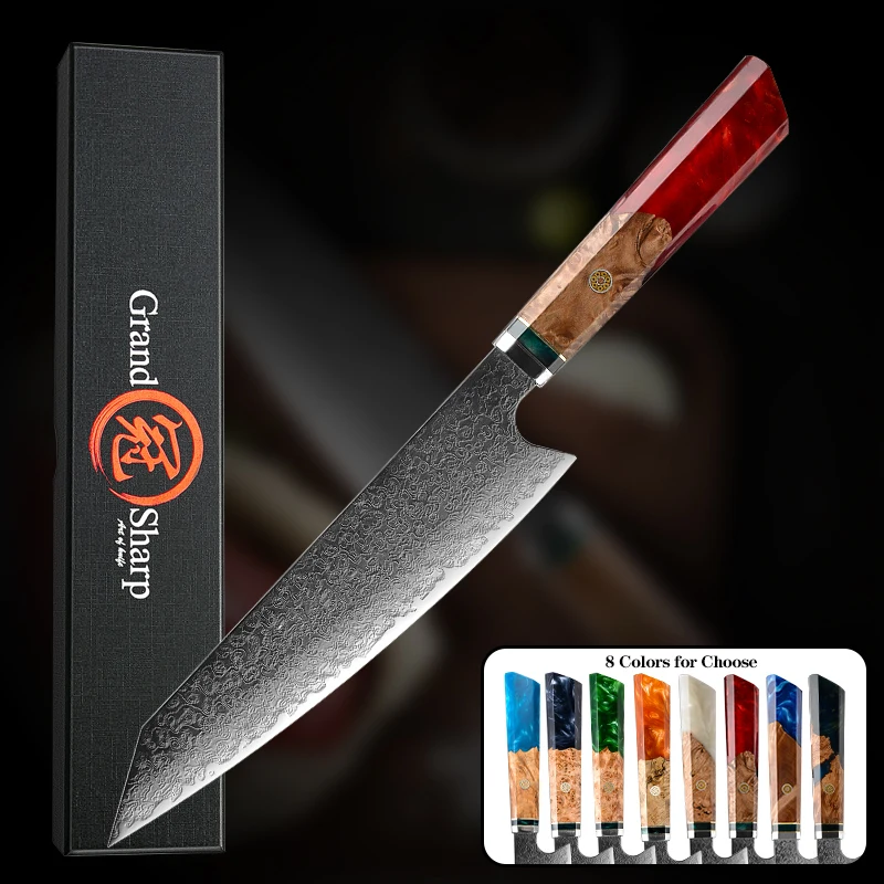 Нож дамасский Grandsharp 8 2 дюйма 67 слоев японский поварской резец дамасская сталь