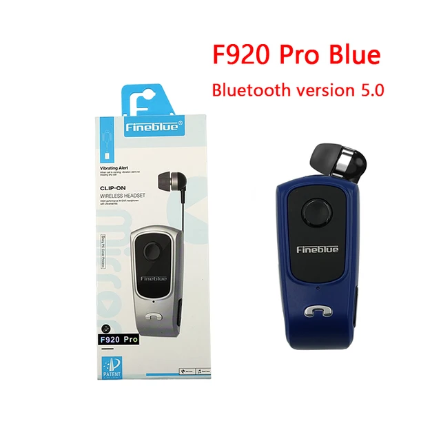 Fineblue F920 Pro Mini Wireless Earphone Retractable Portable Bluetooth Headset Calls Remind Vibration Sport Run Gamer Headphone Original box Blue