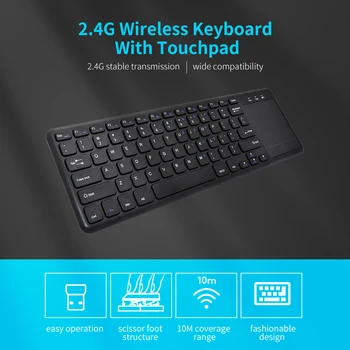 

Portable Keyboard 2.4G wireless keyboard with Multifunctional touchpad 78 Key ultra-thin office for Windows/Android Black