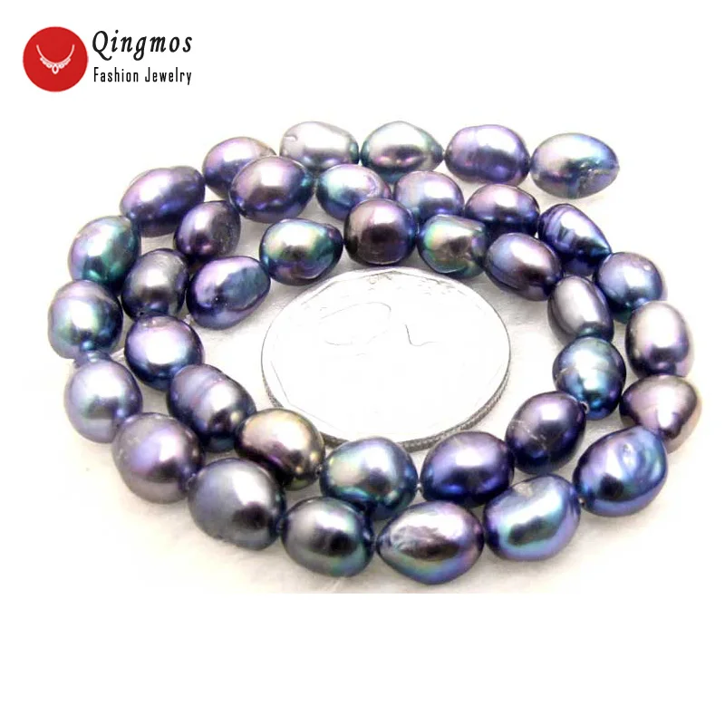

Qingmos 7-9mm Baroque Natural Black Pearl Beads for Jewelry Making DIY Necklace Bracelet Earring DIY Loose Strands 14'' los522