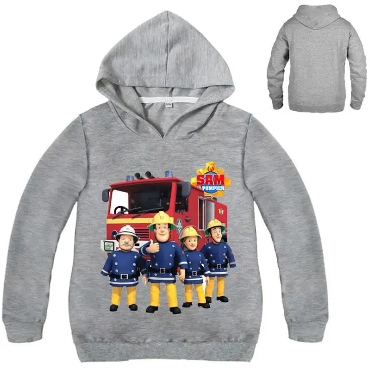 

2019 Children Cartoon Fireman Sam Print Cotton Hoodie For Boy Shirt Girl Long Sleeve Tee Tops Clothes Kids Clothing 3-16Years