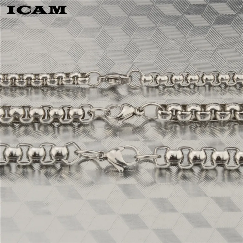 ICAM мужское ожерелье квадратная коробка цепь из нержавеющей стали серебро