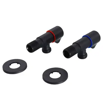

Angle Filling Valve Faucet Black Copper Kitchen Cold Hot Mixer Water Tap Accessories Standard G1/2 Thread for Bathroom