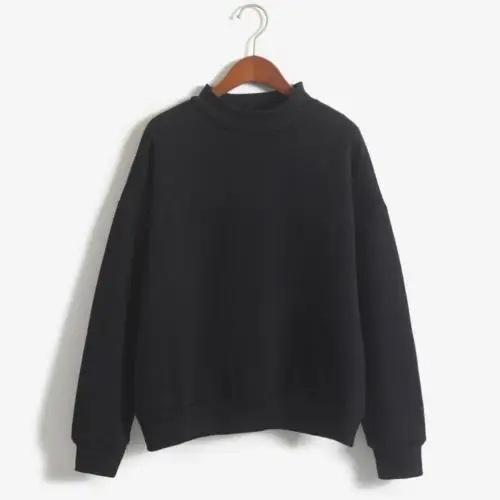 Черный Sudaderas mujer, осенне-зимний Повседневный Женский Однотонный свитер с круглым вырезом и длинными рукавами, пуловер - Цвет: Черный