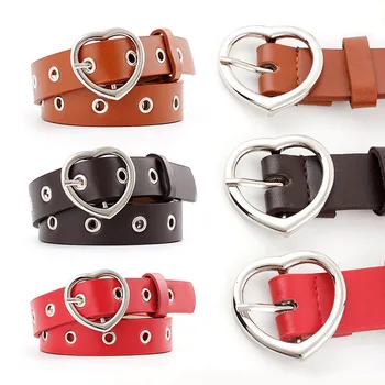 

New fashion wild pin buckle belt ladies love buckle hollow decorative airy belt female thin belt