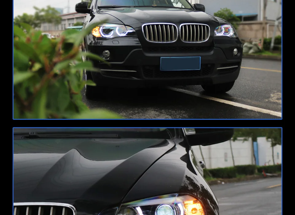 АКД Автомобиль Стайлинг фара для X5 фары 2007-2013 E70 светящиеся кольца светодиодный дневные ходовые огни лампы Hid Биксеноновые авто аксессуары