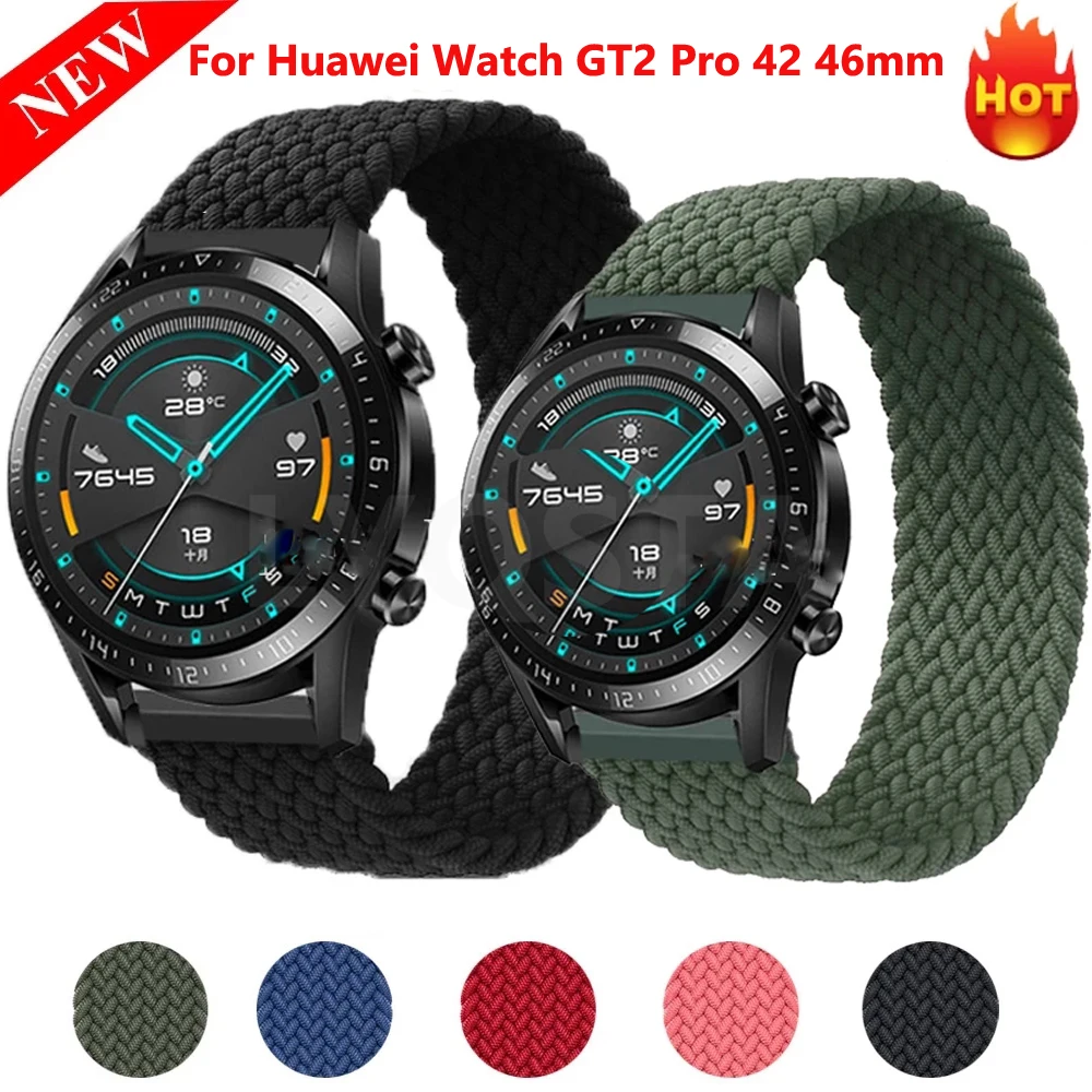 

WatchBand 20 22mm Nylon Fabric Braided Solo Loop Strap For Huawei Watch GT/GT2 Pro Honor Magic2 GT 2 42 46 Bracelet Replacements