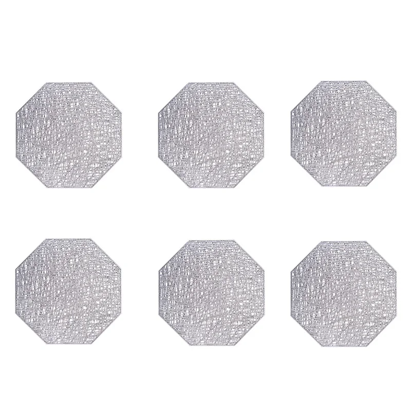 Silver 6pcs Onepe 2/4/6 шт./компл. PVC салфетки для Восьмиугольные полые колодки жар-изоляционный коврик дома Водонепроницаемый Нескользящие украшения для ужина Подставка для столовых приборов - Цвет: Silver 6pcs
