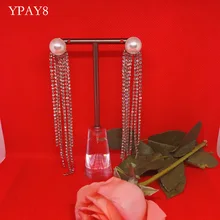 YPAY8 Горячие Роскошные модные женские 925 стерлингового серебра высокое качество ногти буквы милые свадебные вечерние серьги с кисточками ювелирные изделия