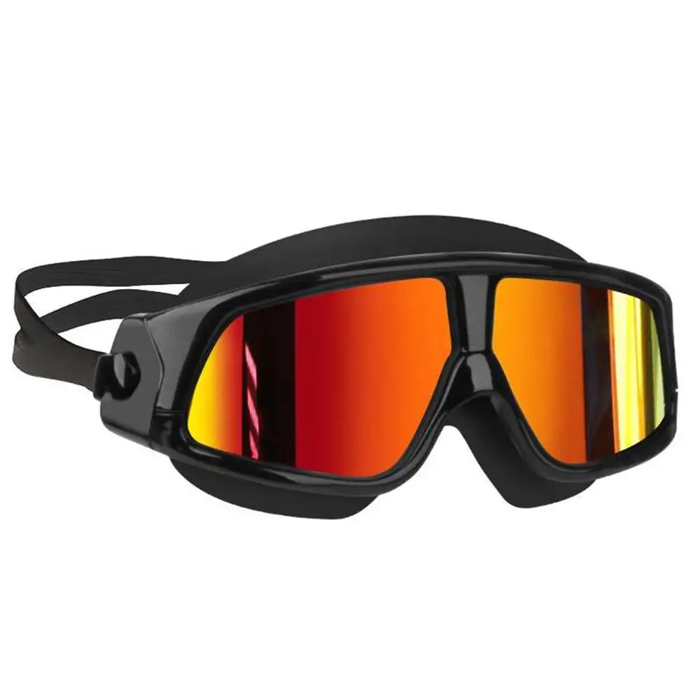 Adult Swimming Hd Anti-fog Goggles Super Large Frame Silicone Plating Flat Mirror Swimming Goggles Unisex
