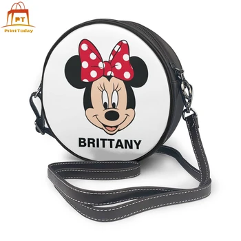 

Cartoon Shoulder Bag Minnie Mouse Head Logo Leather Bag Crossbody Women Women Bags Street Student Round Purse