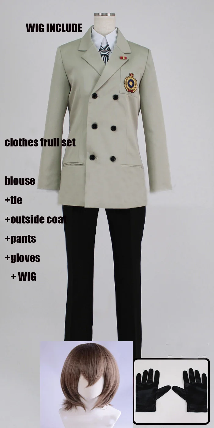 CLOTHES FULL SET WIG Persona 5 Косплей Goro Akechi школьная форма P5 костюмы для косплея парик на заказ - Цвет: CLOTHES FULL SET WIG