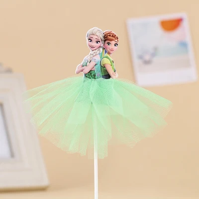 1pcs 21cm Princess Birthday Party Decorations Kids Cake Topper for Girls Birthday Decoration Anniversaire Cake Supplies Elsa Anna