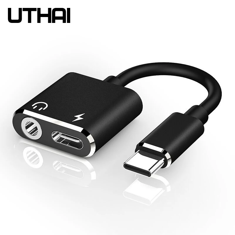UTHAI T11 тип-c до 3,5 мм аудио адаптер Разъем для наушников 2в1 конвертер для зарядки USB C кабель