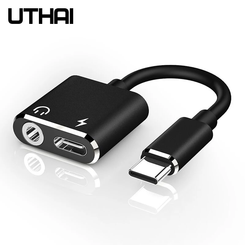 UTHAI T11 type-C до 3,5 мм аудио разъем для наушников 2 в 1 адаптер зарядка USB C конвертер