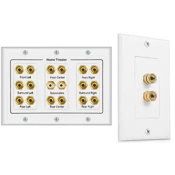 

2 Set 8.2 Speaker Wall Plate with 16 Banana Post and 2 RCA for Surround Home Theater