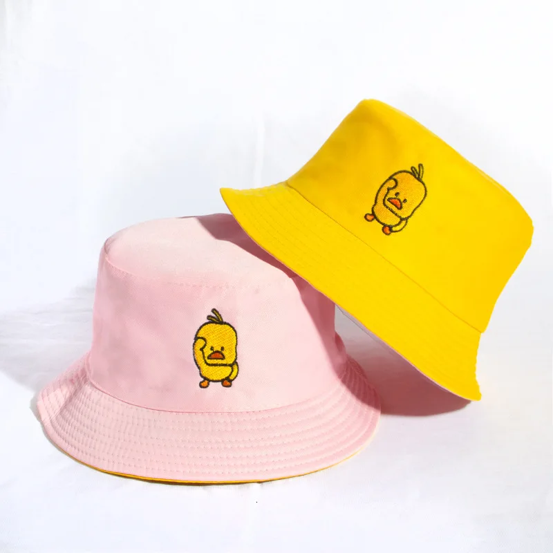 YellowduckPink Унисекс, хлопок, шляпа от солнца с надписью, мужская шляпа-Панама, женские шапки в стиле хип-хоп с изображением утки Боба, летняя Панама, Sad Boys, двусторонняя пляжная шляпа - Color: YellowduckPink