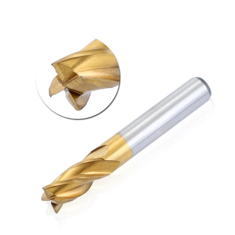 1.5-10mm HSS Titanium Coated 4 Flute Spiral Bit HRC63 End Mill Cutter CNC Drill Bit Milling Cutter Set For Wood, Steel Cutting
