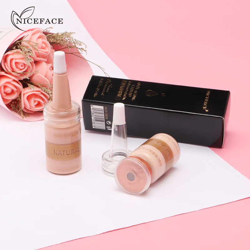 NICEFACE 5 Colors Liquid Full Cover Concealer Foundation Mineral Facial Base Cream Coverage Brighten Moisturizer Makeup 4