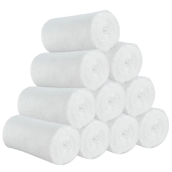 

10pcs/pack Nursing Absorbent Cotton Medical Gauze Breathable Knee Mesh Tear Resistant Emergency Accessory Bandage Roll First Aid