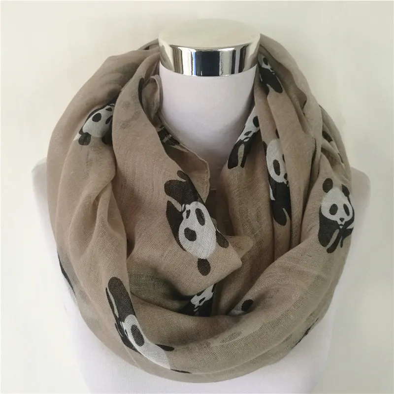 Circle scarf Khaki Новая мода кольцо шарф Панда длинный шарф с рисунком животных петля шарф Горячая Распродажа женские круглые шарфы хиджаб бандана - Цвет: Circle scarf Khaki