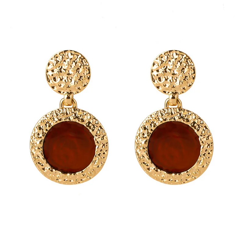 

Vintage Gold Color Metal Double Round Coin Drop Earrings Unique Geometric Long Earrings For Women Party Wedding Jewelry 2019 New