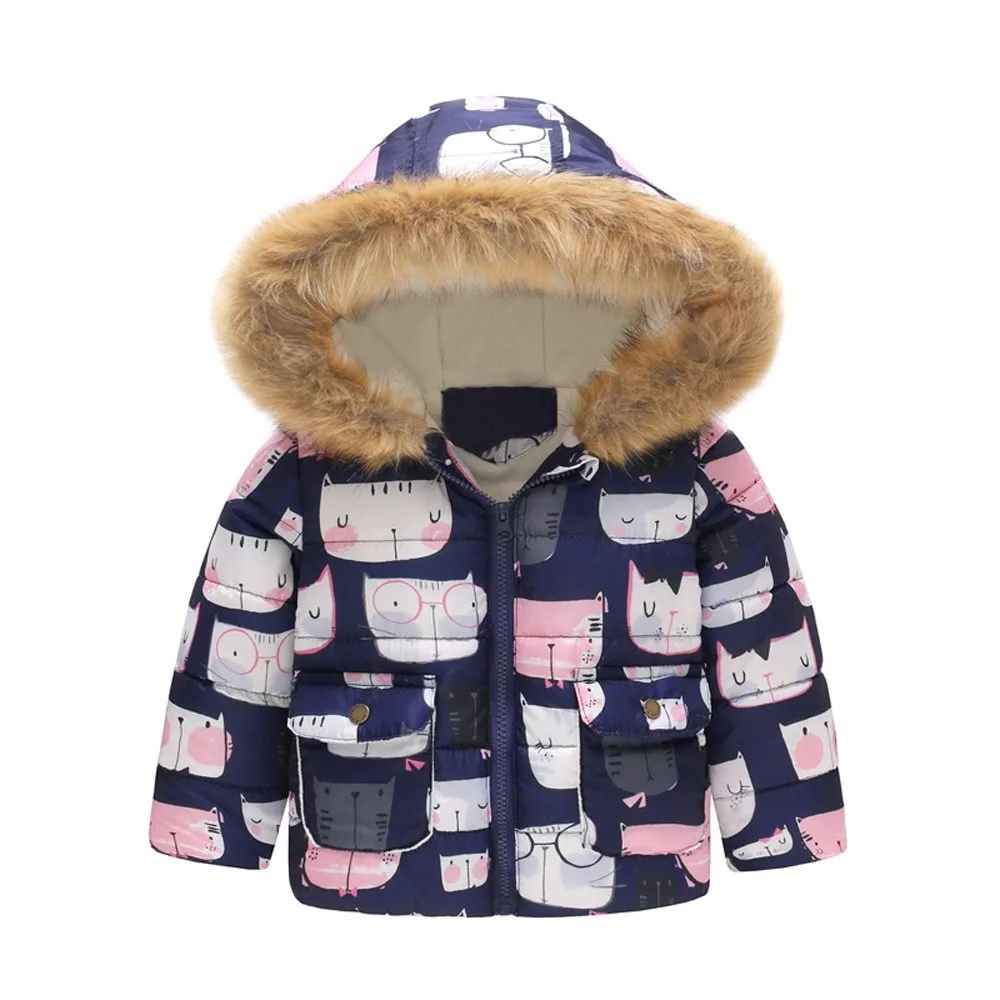 Warm Outerwear Toddler Baby Girls Lovely Pretty Floral Flower Winter Warm Jacket Hooded Windproof Coat куртка для девочки зима