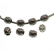 10 шт Античные Серебристые Металлические бусины-разделители для изготовления ювелирных изделий, подходят для 5 мм кожаного шнура, брелоки для браслетов, самодельные ювелирные изделия ручной работы