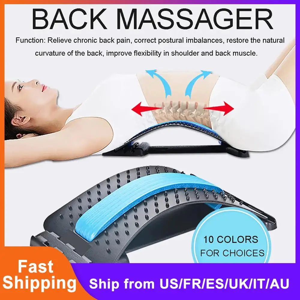 

Back Massager Stretcher Fitness Massage Equipment Stretch Relax Stretcher Lumbar Support Spine Pain Relief Chiropractic