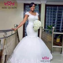 С рукавами-крылышками и вышивкой, свадебные платья русалки, кружевные, сексуальные, с открытой спиной, чисто белые, простые,, модные, Vestido De Novia W0410