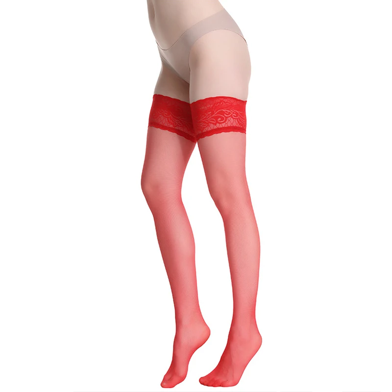Bas,Nuisette en dentelle transparente antidérapante pour femmes, bas