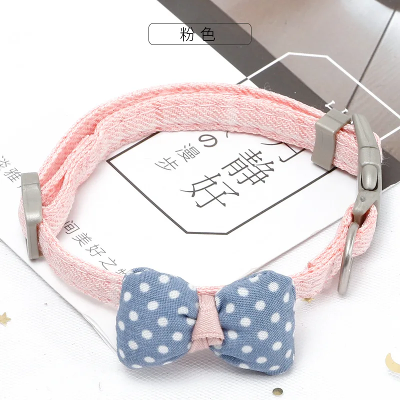 Wave Bowknot Cat Collar Adjustable Puppy Collar Lovely Pet Accessories for Cats Small Dogs