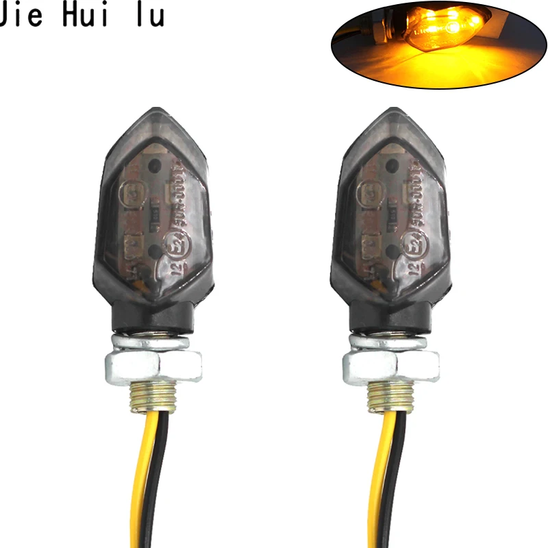 Mini indicadores LED universales de señal de giro para motocicleta, luz ámbar intermitente, lámpara Super brillante, 2 uds.