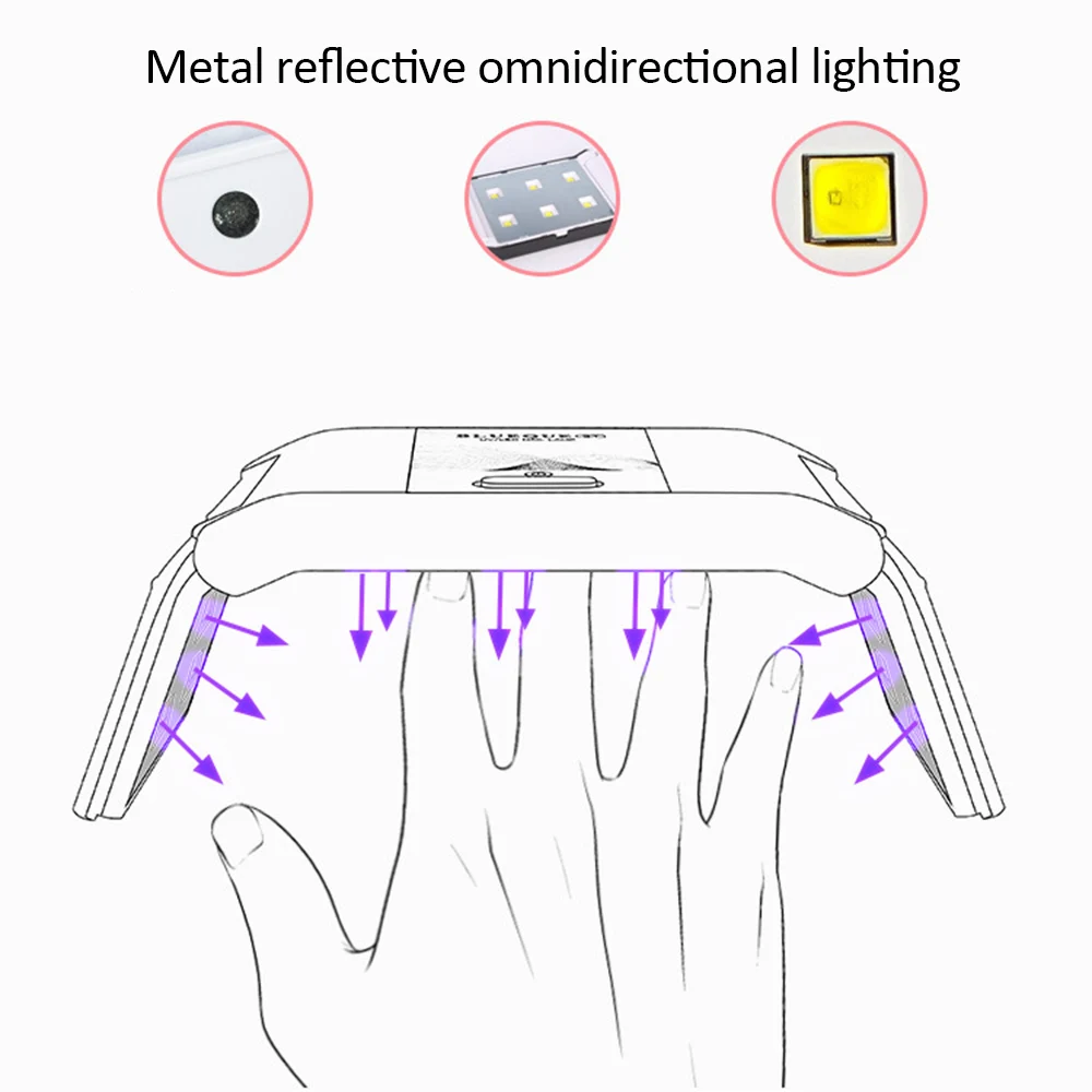 1 шт. портативный лоток для ногтей Складная Лампа быстросохнущее оборудование для дизайна ногтей зарядный лак для ногтей сушилка светолечение для маникюра Инструменты