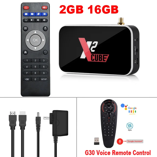 2G16G-G30 Voice RC Smart tv Box X2CUBE Android9.0 ТВ-приставка Amlogic S905X2 2 Гб DDR4 16 Гб rom 2,4G и 5G двойной WiFi 1000M Bluetooth 4K HD медиаплеер - Цвет: 2G16G-G30 Voice RC