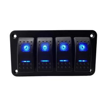

4 Gang Toggle Rocker Switch Panel LED Light On-Off Circuit Breaker Switch For Car Caravan Travel Trailer Marine Boat